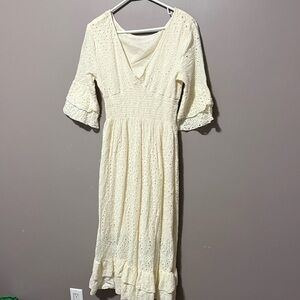 Cream Lace Midi Dress
